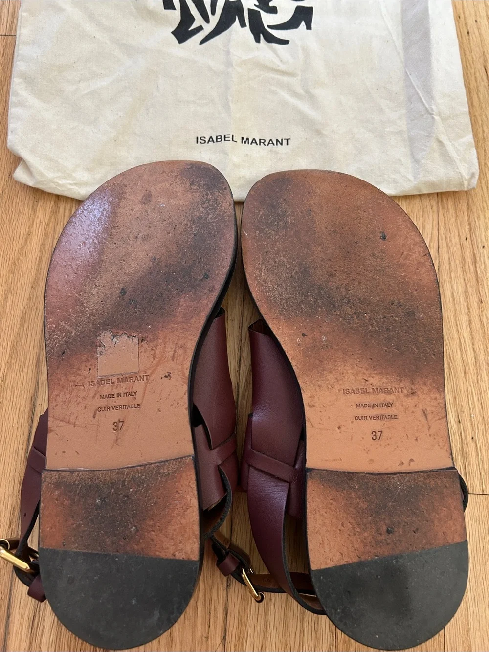 Isabel Marant Brown and Black Studded Leather Sandals